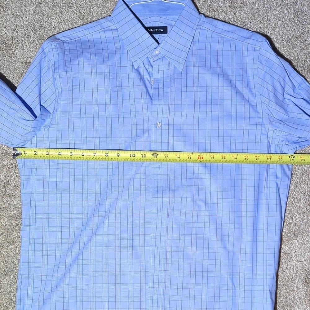 Nautica Light Blue Plaid Button Down Shirt - Picture 6 of 8